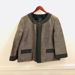 NWT Ellen Tracy Open Front Jacket black Gold 14